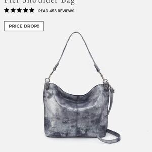 🎄🎄NWT! Stunning! Hobo Pier Metallic Pewter/denim Shoulder Bag